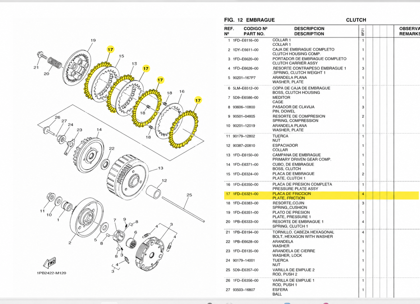 KIT DISCOS CLUTCH CRYPTON 115 FI YAMAHA - Image 2